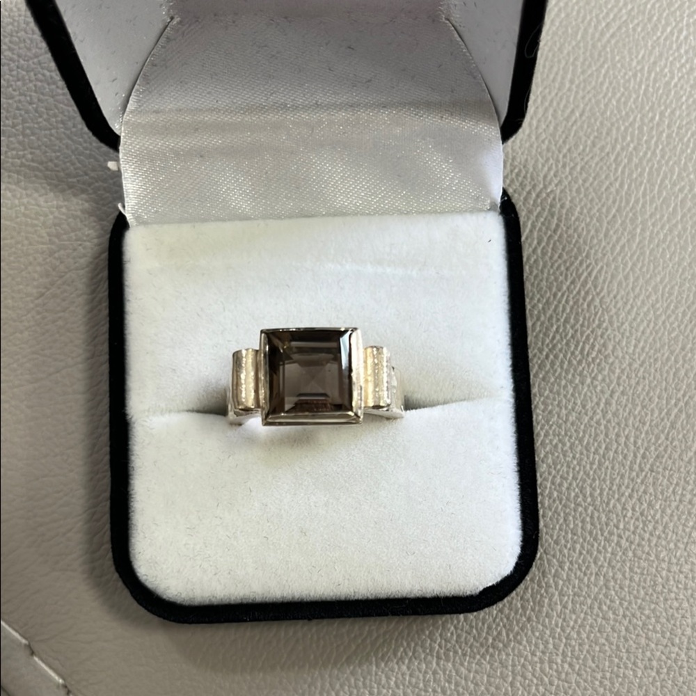 Silver Ring with Smoky Stone